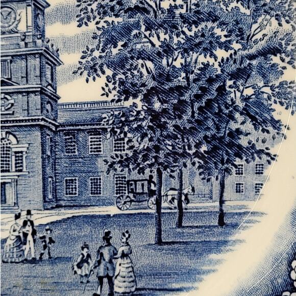 Staffordshire Vintage Liberty Blue 1776 Colonial Transferware 2 Dinner Plate 1-5 - Picture 6 of 10